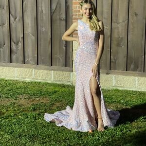 SHERI HILL PROM DRESS PINK IRIDESCENT SIZE 00